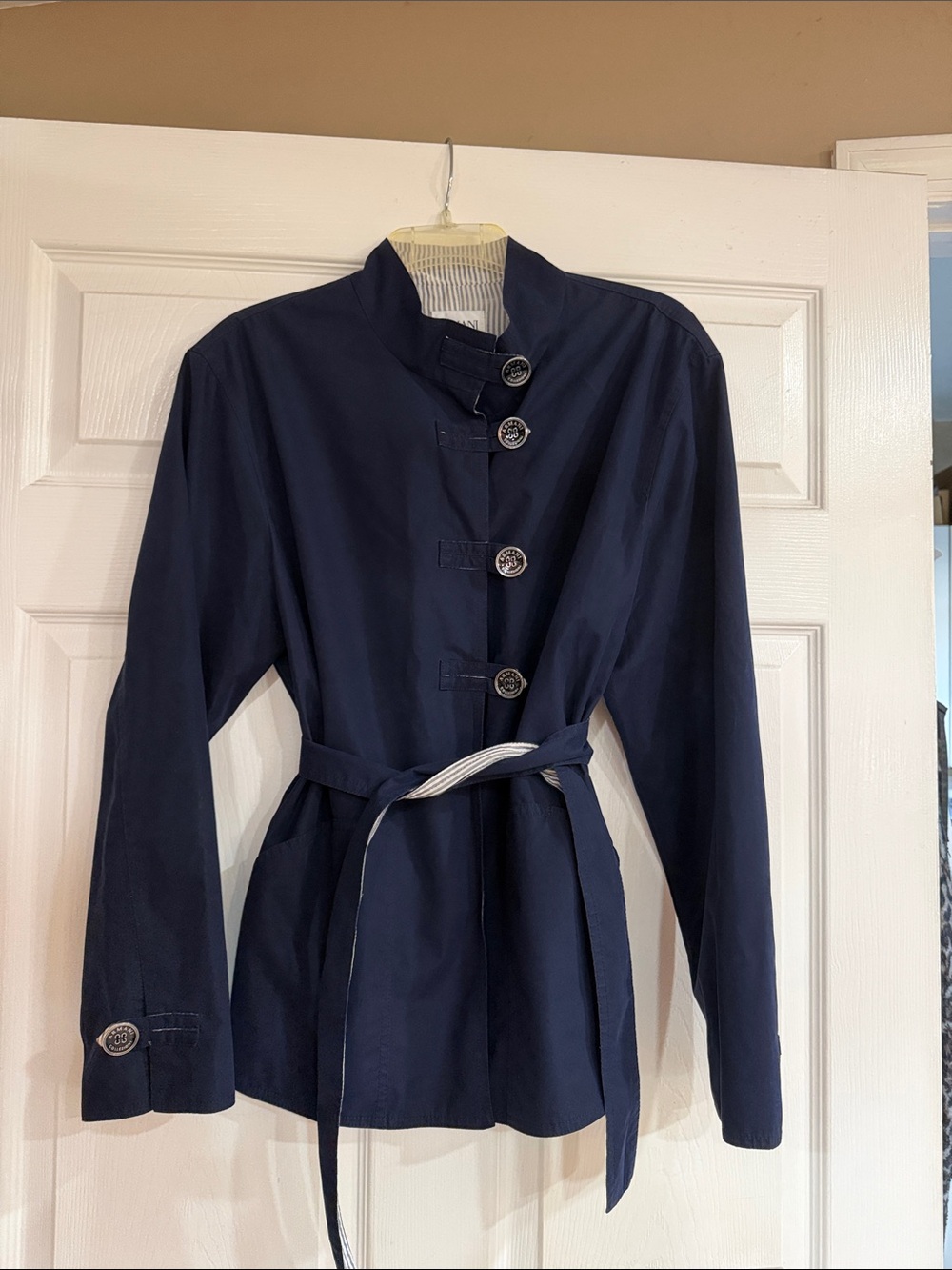 Armani Collezioni Navy Belted Trench Jacket